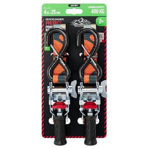 QUICKLOADER 400KG Rebel Ratchet Strap 4M X 25MM(2PC)