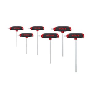 Wiha L-key with T-handle set ComfortGrip Hexagon with Side Drive, Matt Chrome-plated 6-pcs