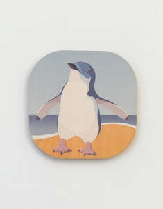 Penguins: Soft Square NZ fauna Wood Coasters