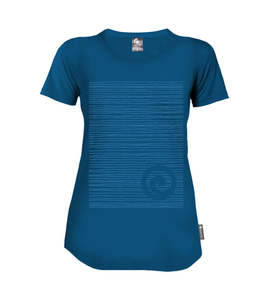 Merino T Shirt: Ocean Merino Scoop Neck Ladies Tee Shirt - Short Sleeve - Abstract Koru Motif