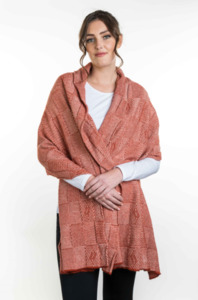 Jacquard Wrap by Koru Knitwear available in Sienna