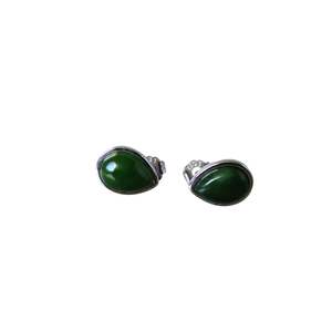 New Zealand Greenstone Teardrop Sterling Silver Studs