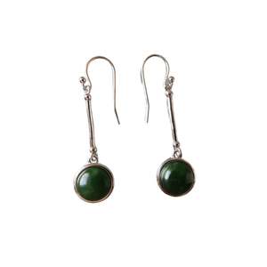 Greenstone Collection: Round Drop New Zealand Greenstone and Sterling silver Earrings