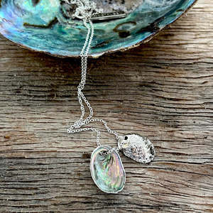 Jewellery Collection: Paua Shell Mother & Child Floating Necklace