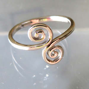 Jewellery Collection: Double Koru Ring - Stainless Steel & Silver