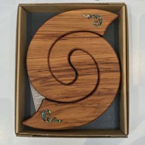 Home Living Collection: Rimu Koru Trivet with Paua Koru Motif- Naturally Wood