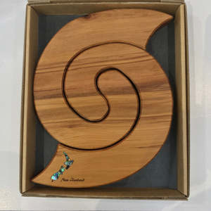 Rimu Koru Trivet with Paua NZ Motif- Naturally Wood