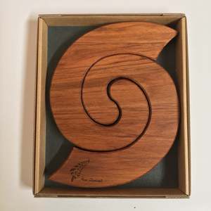 Home Living Collection: Rimu Koru Trivet with Silver Fern Motif - Naturally Wood