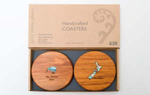 Rimu Coasters with Paua Motif - Naturally Wood