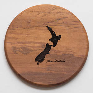 Rimu Wood Coaster with NZ Map Motif
