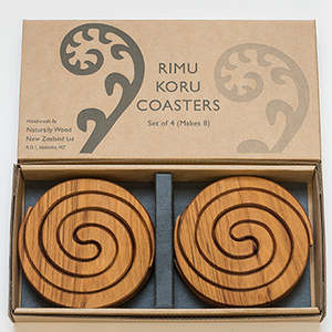 Home Living Collection: Rimu Spiral Wood Coasters - Set of four makes eight coasters