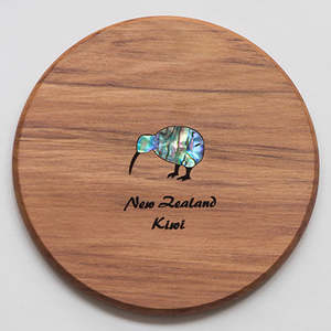 Home Living Collection: Rimu Wood Coaster with Paua Kiwi Motif