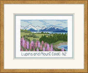 Lupins & Mt Cook Cross Stitch Kit