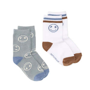 The Tree House: 2-PACK SMILEY SOCKS Sage/White