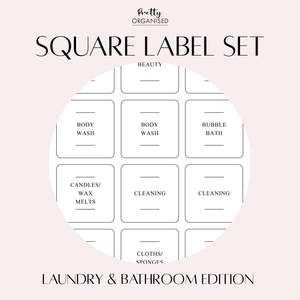 🎁 Square Label Set | Laundry & Bathroom Edition (100% off)