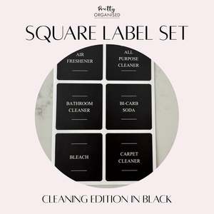 🎁 Square Label Set | Cleaning Edition in Black (100% off)