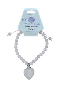 Bracelets: Rose Quartz 6mm Bracelet with Heart