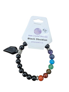 Bracelets: Black Obsidian 8mm Bracelet with Charm