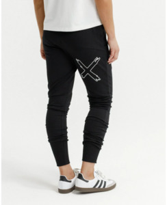 Products: Homelee Apartment Pants - Winter Weight Black with White X Outline - Brand-Homelee : Preview & District NZ Women's Fashion Online - HOMELEE Ongoing full price