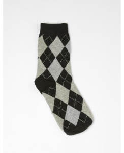 Products: Stella + Gemma Socks - Grey/Black Argyle Print - Brand-Stella & Gemma Accessories : Preview & District NZ Women's Fashion Online - Stella + Gemma Ongoing