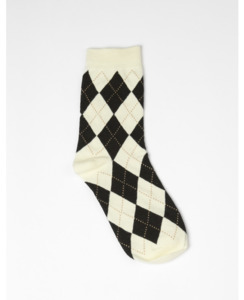 Stella + Gemma Socks - Cream/Black Argyle Print - Brand-Stella & Gemma Acces&hellip;