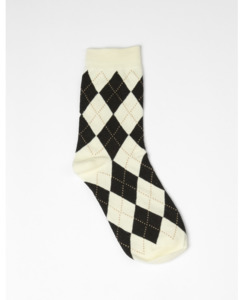 Products: Stella + Gemma Socks - Cream/Black Argyle Print - Brand-Stella & Gemma Accessories : Preview & District NZ Women's Fashion Online - Stella + Gemma Ongoing