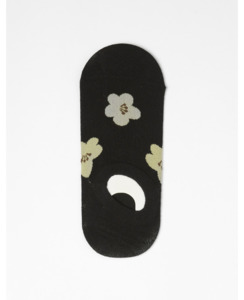 Stella + Gemma No Show Socks - Black/Taupe Flower - Brand-Stella & Gemma Acc&hellip;