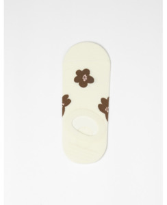 Products: Stella + Gemma No Show Socks - Snow White/Choc Flowers - Brand-Stella & Gemma Accessories : Preview & District NZ Women's Fashion Online - Stella + Gemma Ongiong
