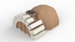 600mm Cardboard Oven Mould - with arch bricks, vent former and SS flue starter ring