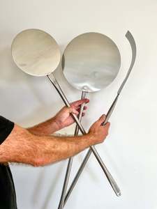 Pizza Cooking Tool Multipack, Round Peel, Small Round Peel and Ash Rake