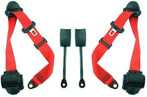 Belts: Fabspeed Porsche 964 Carrera Red 3 Point Replacement Seat Belts (1989-1994)