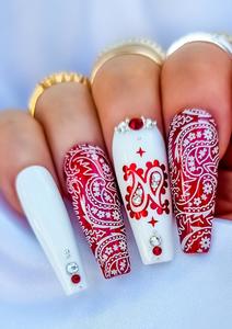 Bandana: NAIL FOILS | PAISLEY PRINT | RED