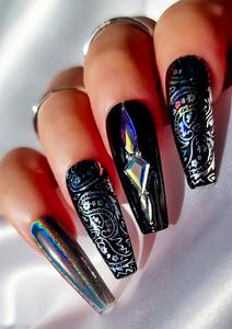 Bandana: NAIL FOILS - PAISLEY BANDANA – HOLO SILVER