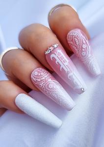 NAIL TRANSFER TATTOOS - OLD ENGLISH - WHITE