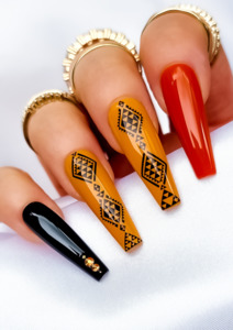 NAIL TRANSFER TATTOOS BY ADRIENNE WHITEWOOD - TANIKO WARU - BLACK & WHITE