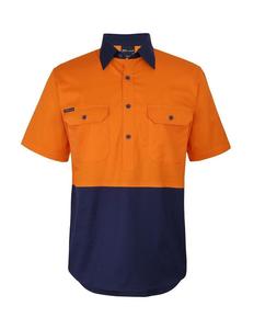 6HVCW JB's Hi Vis Close Front S/S 150g Work Shirt