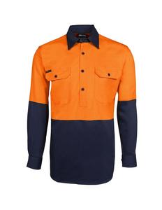 Hi Vis Tradewear Polos Shirts: 6HVCF JB's Hi Vis Close Front L/S 190g Work Shirt