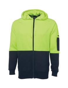 Hi Vis Tradewear Hoodies: 6HVH JB's Hi Vis Full Zip Fleecy Hoodie