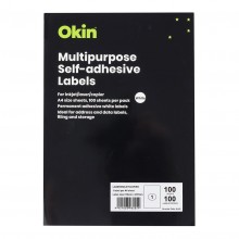 Okin Multipurpose Labels 1 Per Sheet 210x297mm, Pack of 100