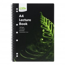 Notebooks: Icon Spiral Lecture Notebook A4 PP Cover Black 140 page - Pack 3