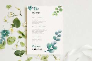 Wedding: MENU'S FOR TABLE A5