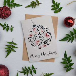 A6 Christmas Bauble Greeting Card - Prints & Princesses