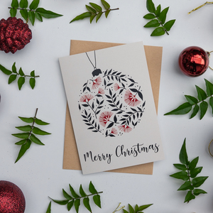 Products: A6 Christmas Bauble Greeting Card - Prints & Princesses