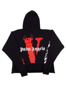 Vlone: Vlone Palm Angels Hoodie Black/Red
