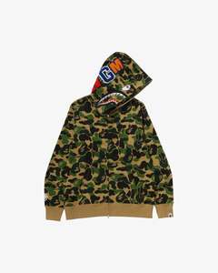 Clothing: BAPE ABC Camo Crystal Stone Shark Full Zip Hoodie Green