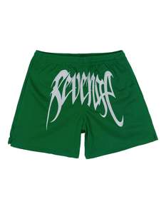 Revenge: Revenge Mesh Embroidered Shorts Green [FW21]