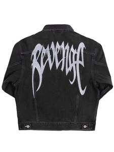 Revenge: Revenge Embroidered Logo Denim Jacket Black [SS21]