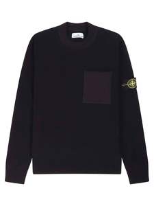 Stone Island: Stone Island Cotton Blend Knit Sweater Black