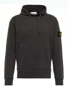 Stone Island: Stone Island Brushed Cotton Pullover Hooded Sweatshirt Washed Black