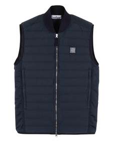 Stone Island: Stone Island Down Loom Woven Vest Navy